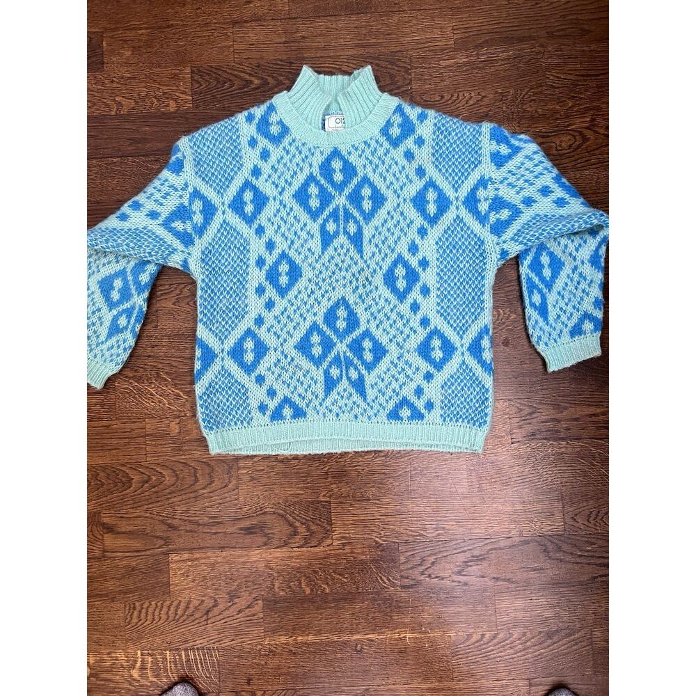 VTG United Colors Of Benetton Blue Abstract Sweater Size S - Picture 5 of 8